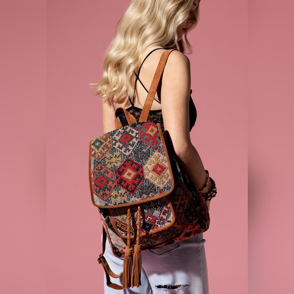 Embroidered Backpack - Unique Artisan Embellished Ethnic Look -Fully Fine Cotton - Picture 4 of 16